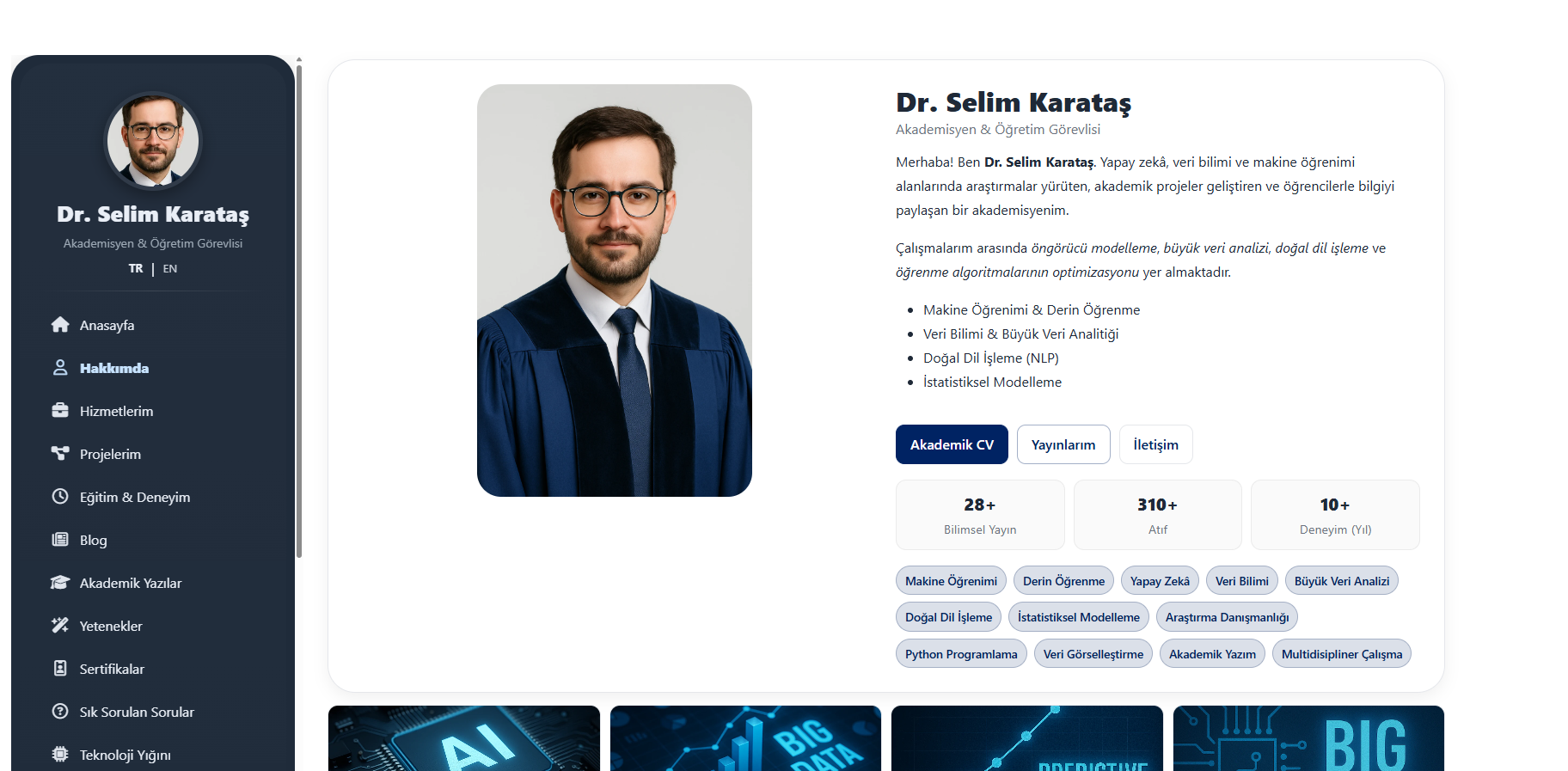 Kişisel Akademik & Profesyonel Portfolio Platformu